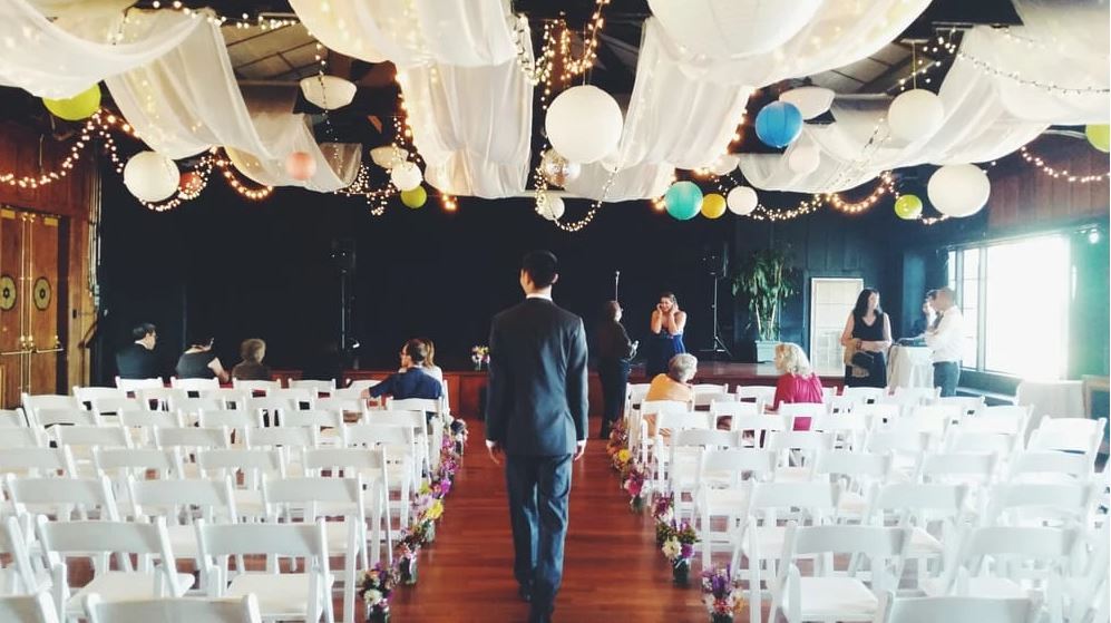 The Julia Morgan Ballroom setup for a wedding.